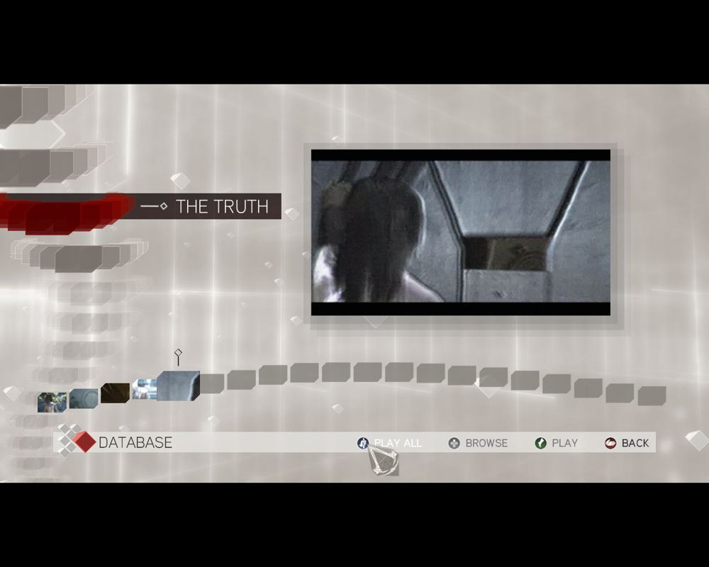 Assassin's Creed II (Windows) screenshot: Spotting all those weird glyphs, you can unlock pieces of a video that apparently tells you the truth about the world. Well... thanks, but I'll use that old Hebrew book for that purpose