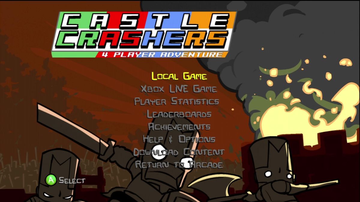 Castle Crashers (Xbox 360) screenshot: Main menu.