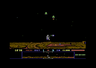 Dropzone (Commodore 64) screenshot: Dropping someone in