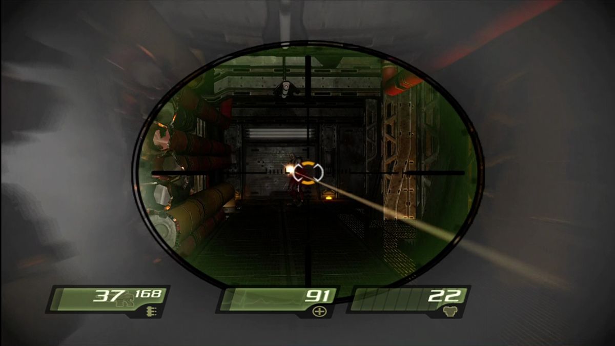 Quake 4 (Xbox 360) screenshot: Using the machine gun's scope.