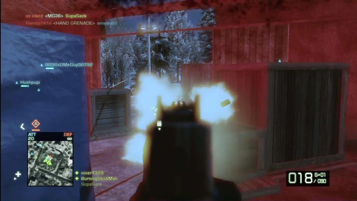 Battlefield: Bad Company 2 (Limited Edition) (Xbox 360) screenshot: Using the Thompson. Excellent starter weapon.