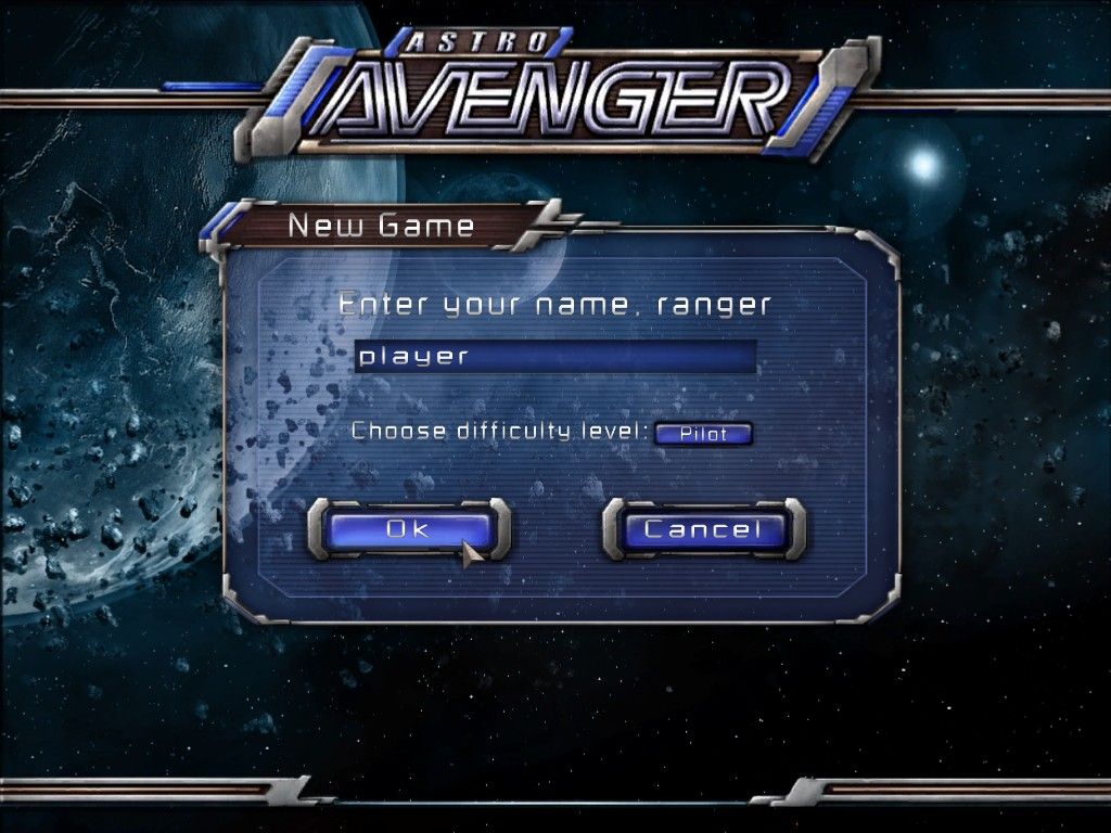 Astro Avenger (Windows) screenshot: Player setup