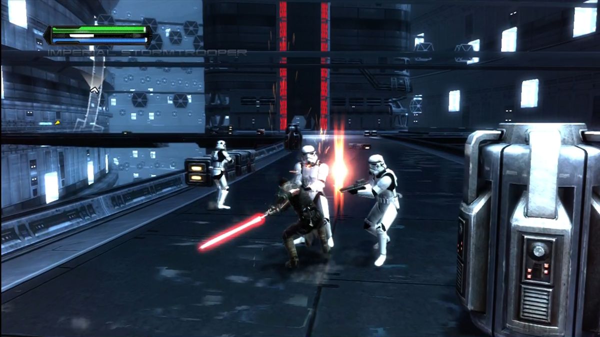 Star Wars: The Force Unleashed (Xbox 360) screenshot: Vader orders no witnesses... even his own troops.