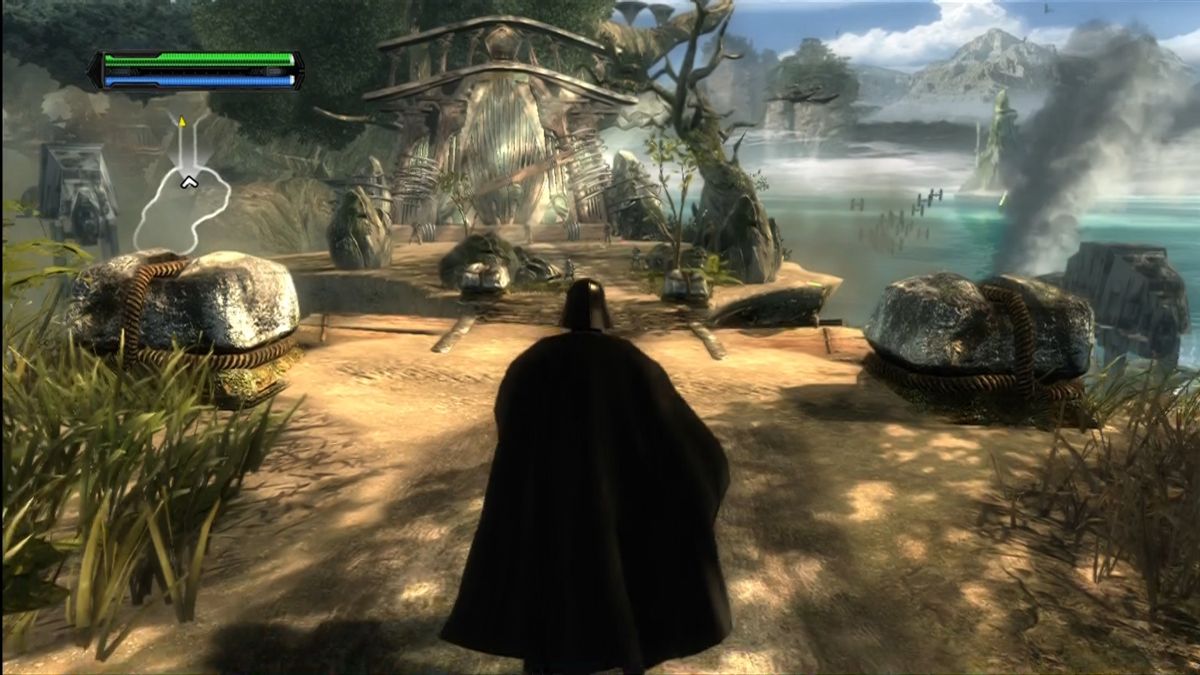 Star Wars: The Force Unleashed (Xbox 360) screenshot: You play as Vader in a prologue with all his powers.