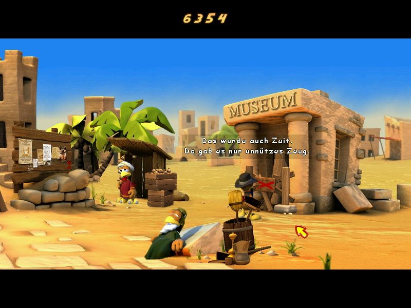 Moorhuhn: Der Fluch des Goldes (Windows) screenshot: Visiting an Egyptian town