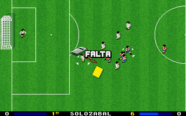 PC Fútbol (DOS) screenshot: Yellow Card