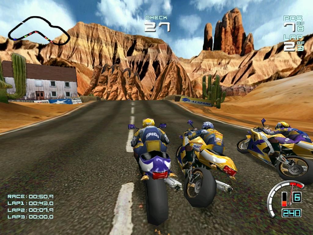 Suzuki Alstare Extreme Racing (Windows) screenshot: Head to head with 2 contestants