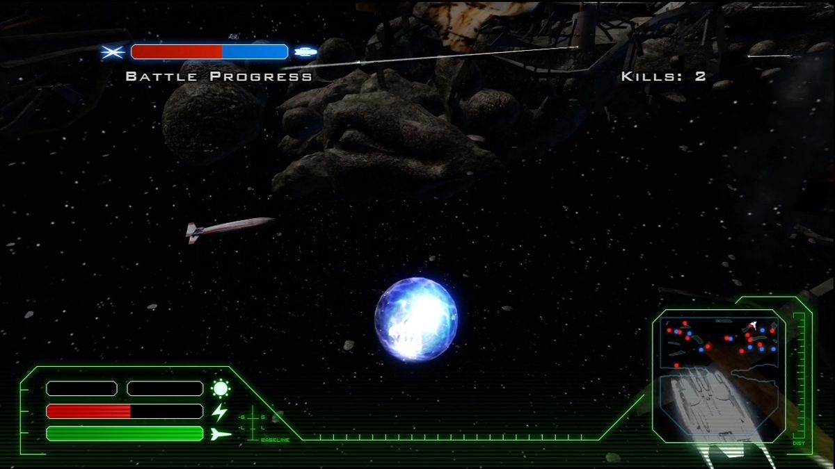 Battlestar Galactica (Xbox 360) screenshot: Hold the left trigger for a brief shield.