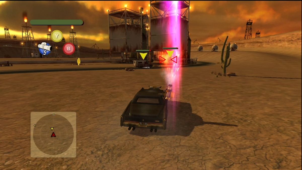 Vigilante 8: Arcade (Xbox 360) screenshot: Launching a mortar.