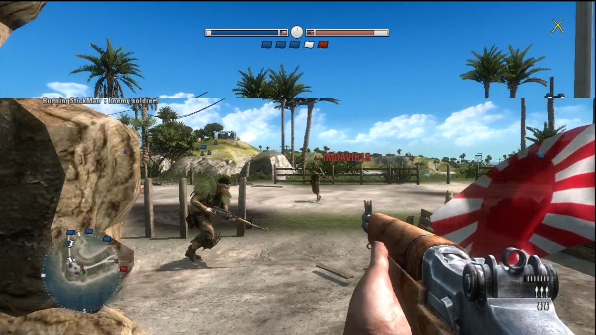 Battlefield 1943 (Xbox 360) screenshot: Rifleman taking a capture point.