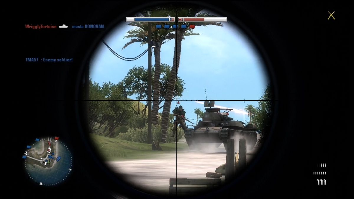 Battlefield 1943 (Xbox 360) screenshot: Defend your capture points as a sniper.