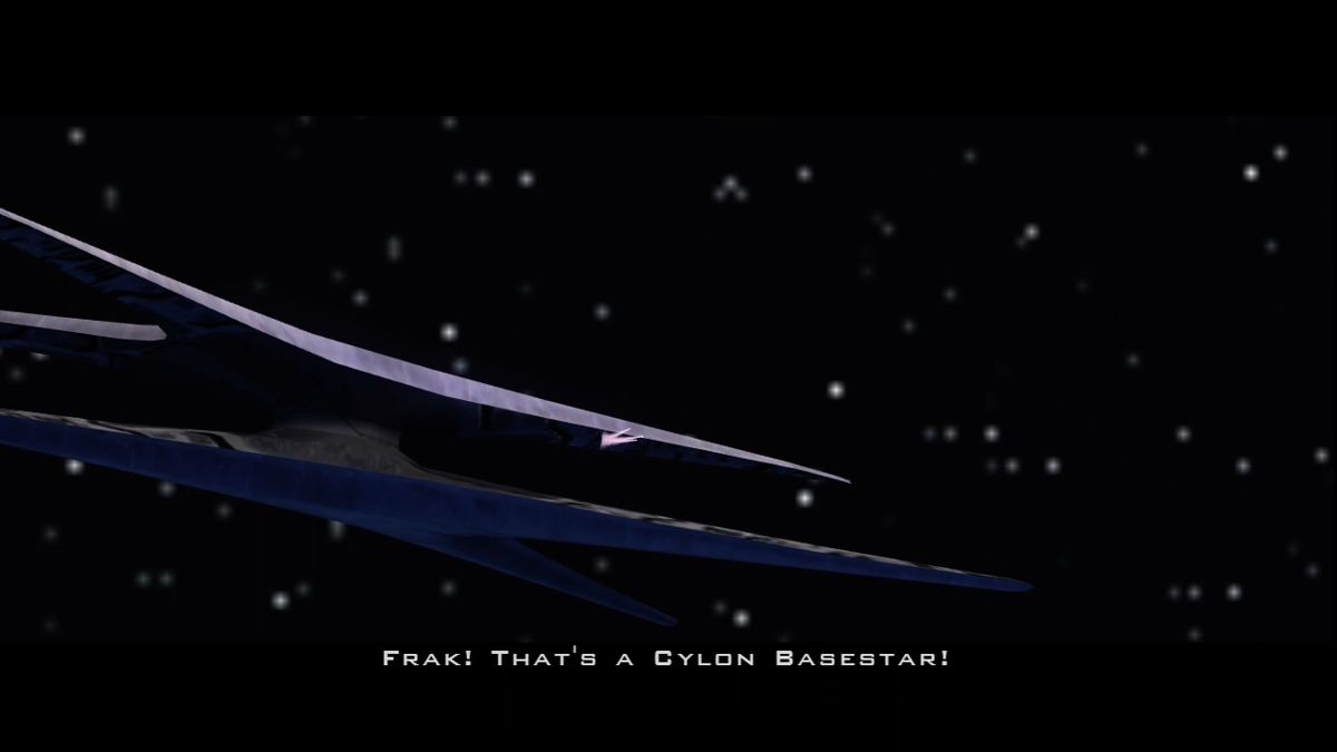Battlestar Galactica (Xbox 360) screenshot: The Cylons begin their assault on the colonies.