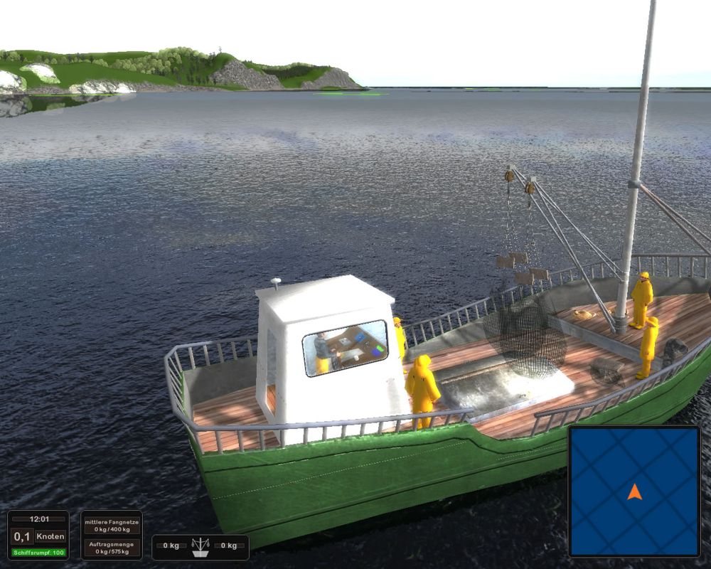 Open Sea Fishing: The Simulation (Windows) screenshot: Searching for fishing grounds (demo version)