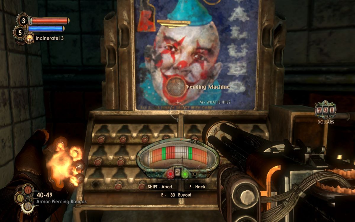 BioShock 2 (Windows) screenshot: Hacking a vending machine for lower prices.