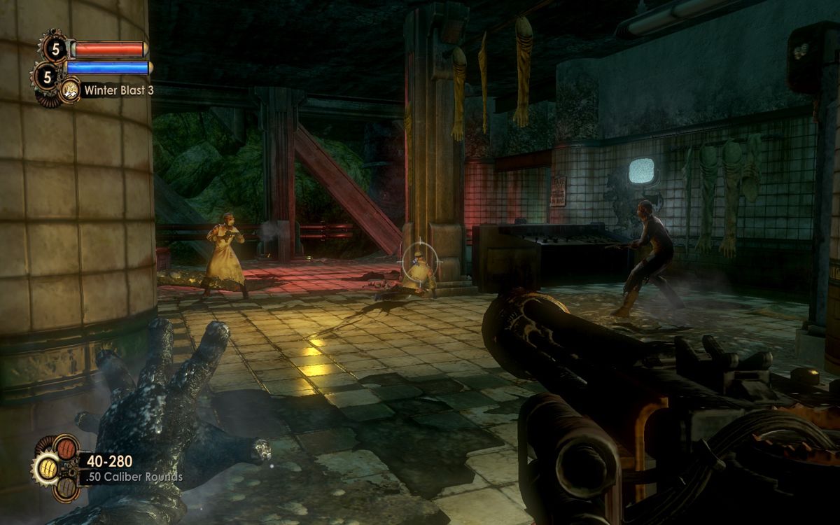 BioShock 2 (Windows) screenshot: Two Splicers fighting it out.