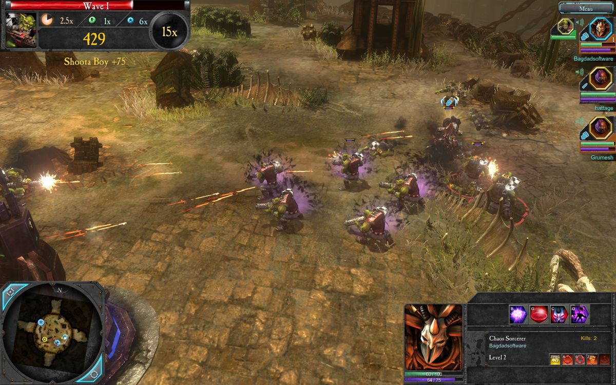 Warhammer 40,000: Dawn of War II - Chaos Rising (Windows) screenshot: The new Chaos Sorcerer can duplicate enemy troops in The Last Stand.