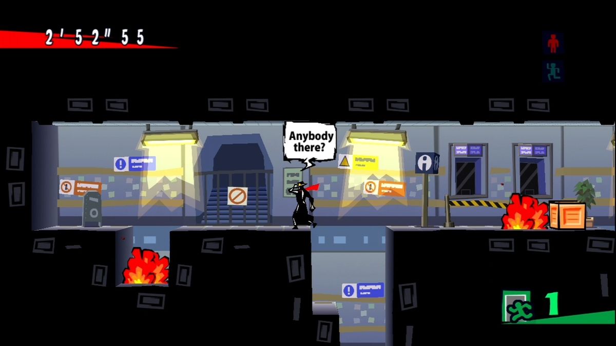 Exit 2 (Xbox 360) screenshot: Mr. ESC gets a sweet trench coat in the sequel.