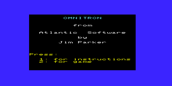 Omnitron (VIC-20) screenshot: Title Screen