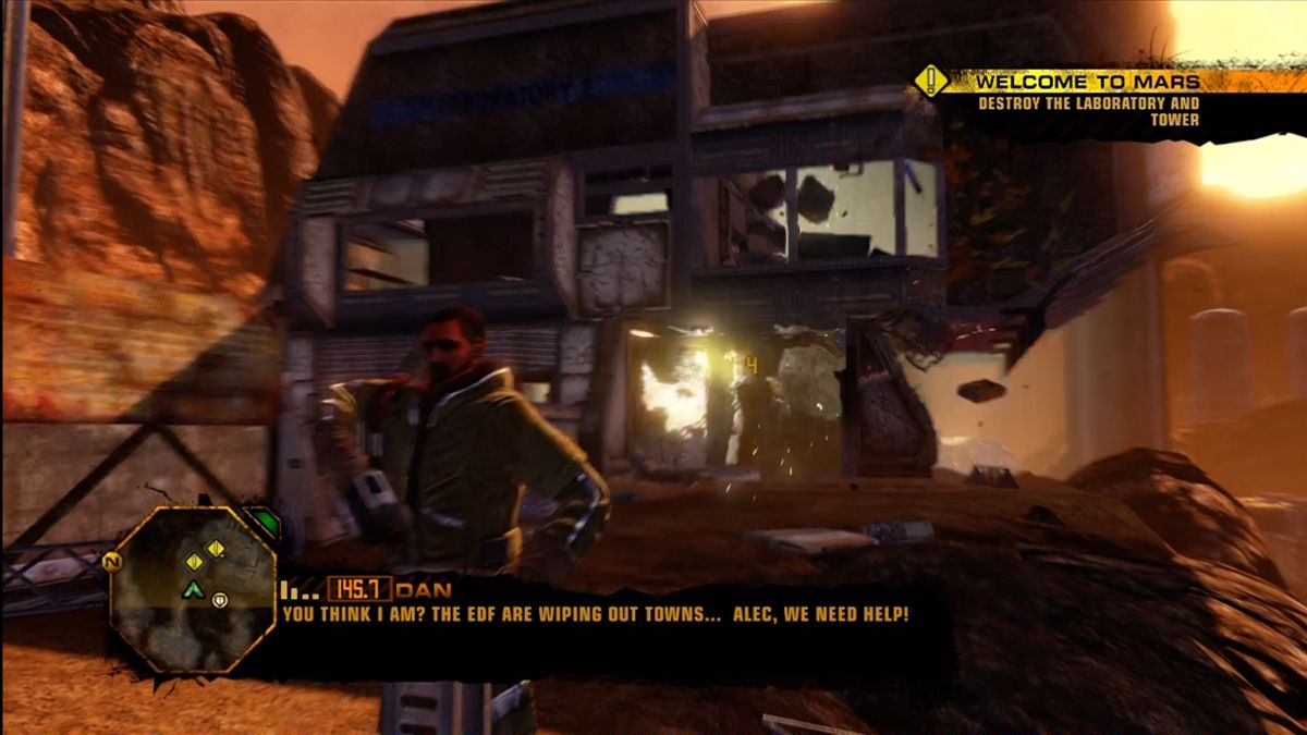Red Faction: Guerrilla (Xbox 360) screenshot: Any building in the world can be taken down with explosives.