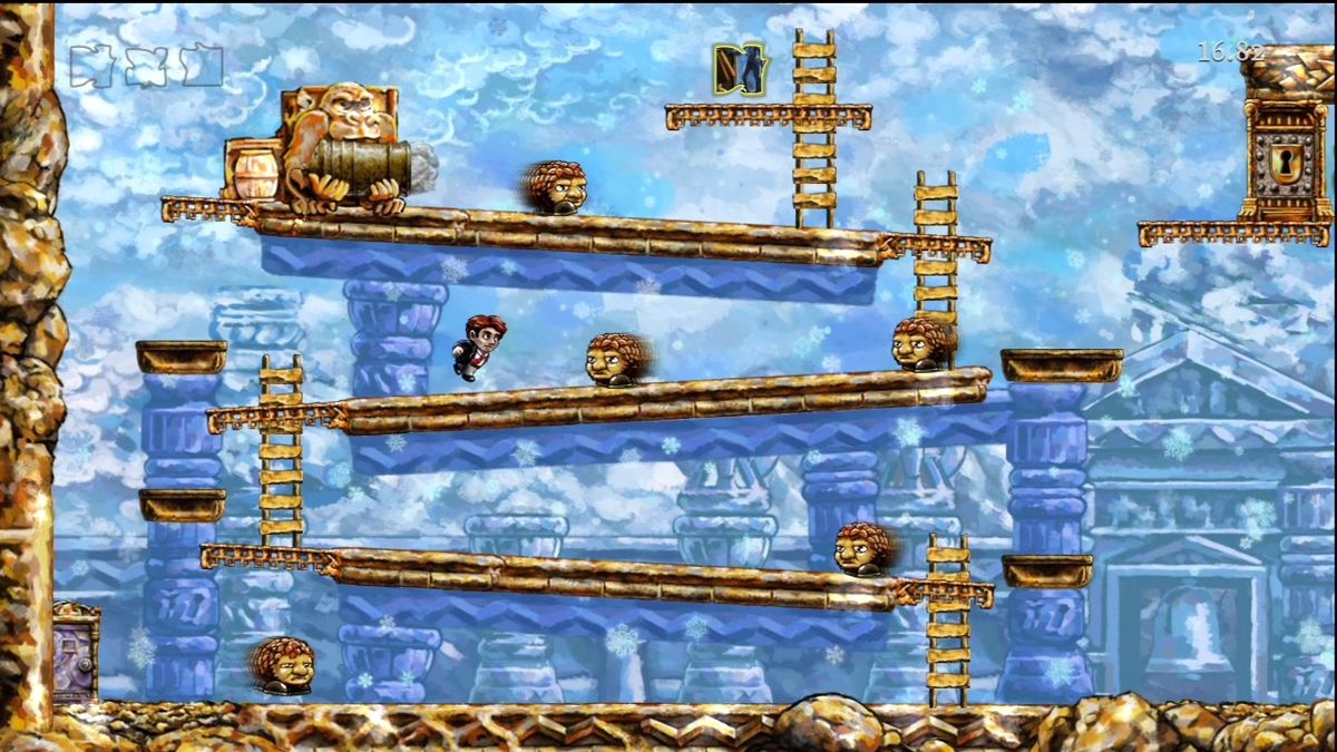 Braid (Xbox 360) screenshot: A reference to Donkey Kong.