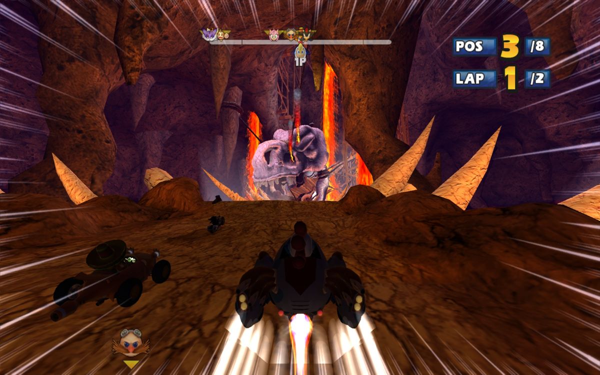 Sonic & SEGA All-Stars Racing (Windows) screenshot: One of the Eggman-games featured a lava cave I guess...