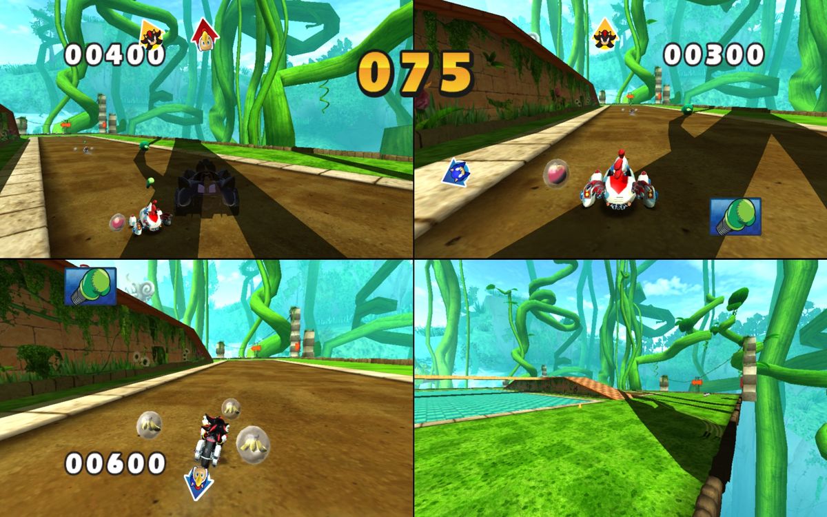 Sonic & SEGA All-Stars Racing (Windows) screenshot: Battle mode simply requires the players to shoot each other in order to win.