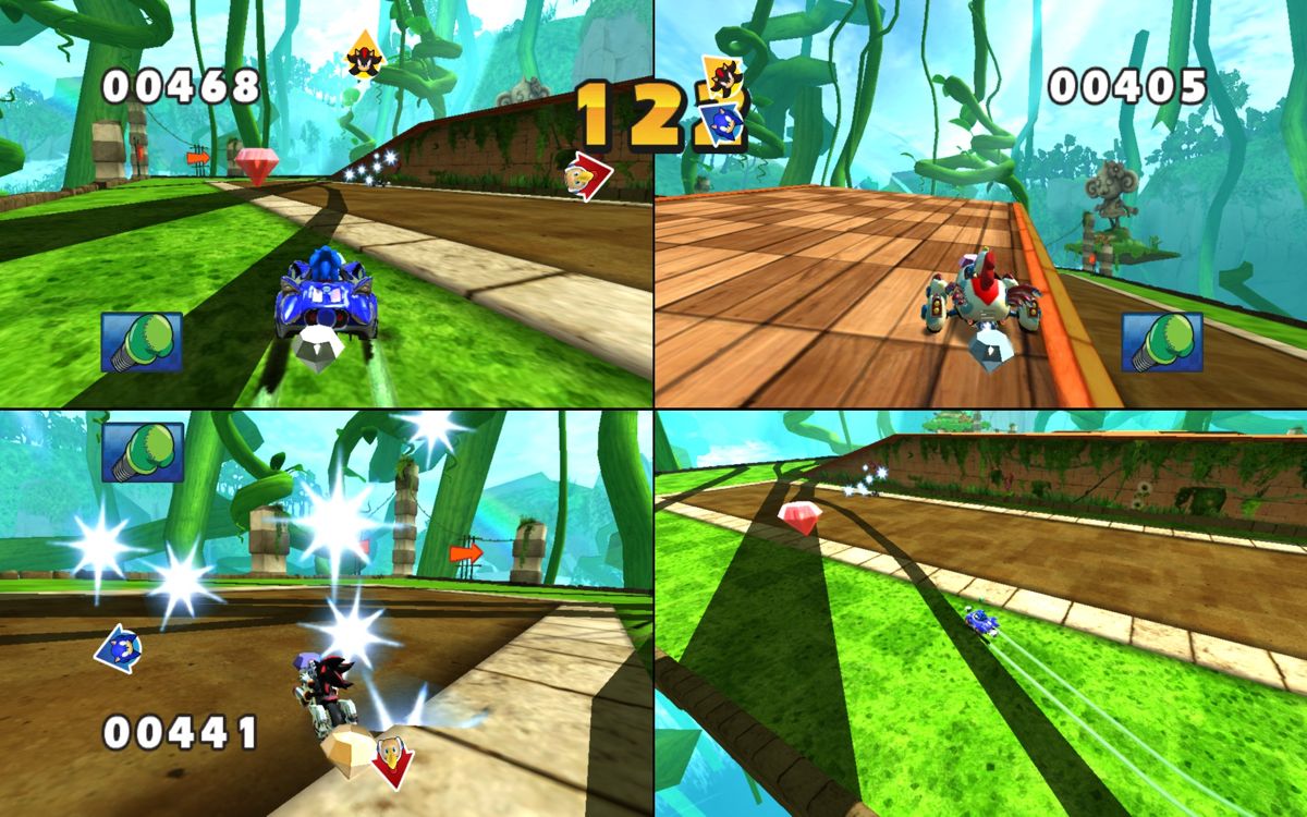Sonic & SEGA All-Stars Racing (Windows) screenshot: Collecting and holding diamonds earns you points in this mode - and makes you a valid target for your friends.