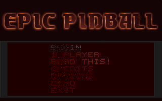 Epic Pinball (DOS) screenshot: Main menu