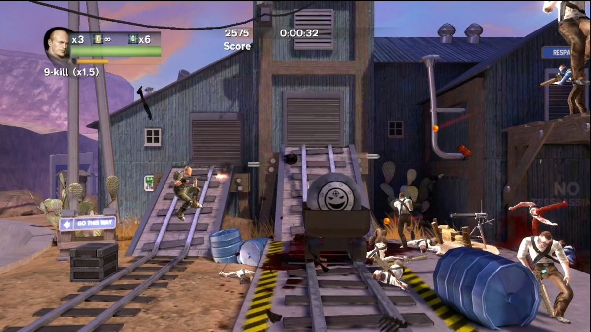 Matt Hazard: Blood Bath and Beyond (Xbox 360) screenshot: Watch out for the rolling bombs.