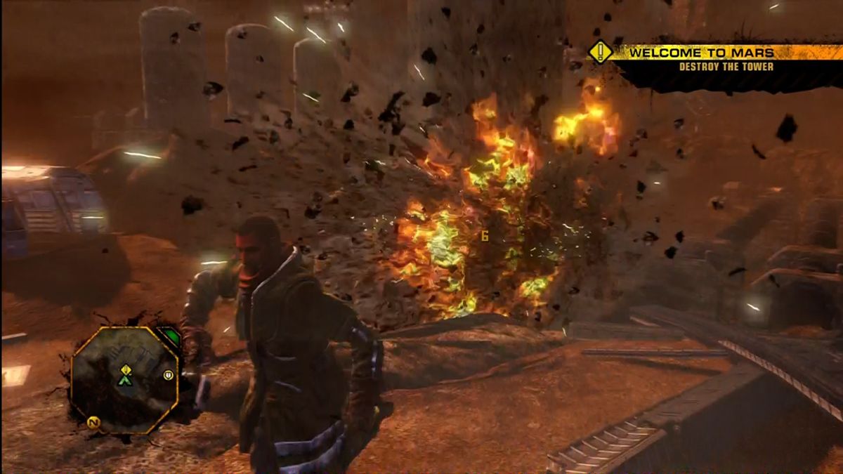 Red Faction: Guerrilla (Xbox 360) screenshot: Plant a charge and trigger it...