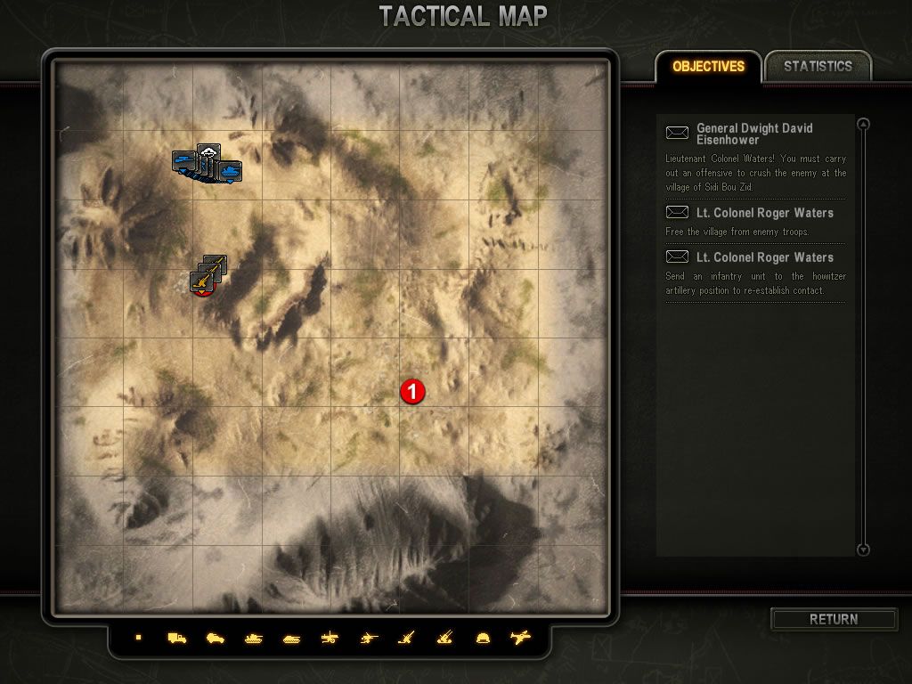 Theatre of War 2: Africa 1943 (Windows) screenshot: The tactical map (demo version)