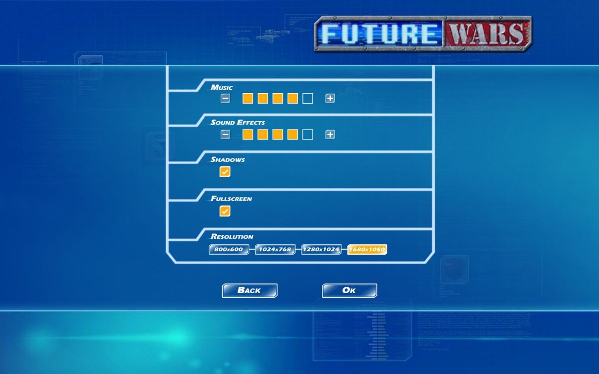 Future Wars (Windows) screenshot: Not many options here either