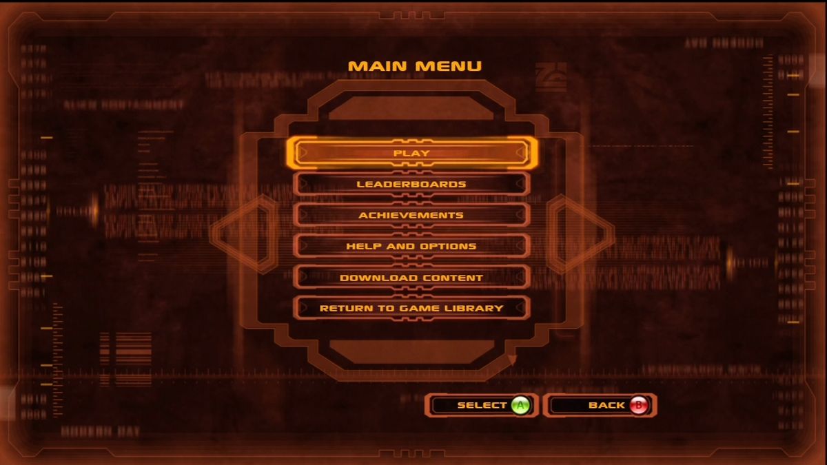 Defense Grid: The Awakening (Xbox 360) screenshot: Main menu.