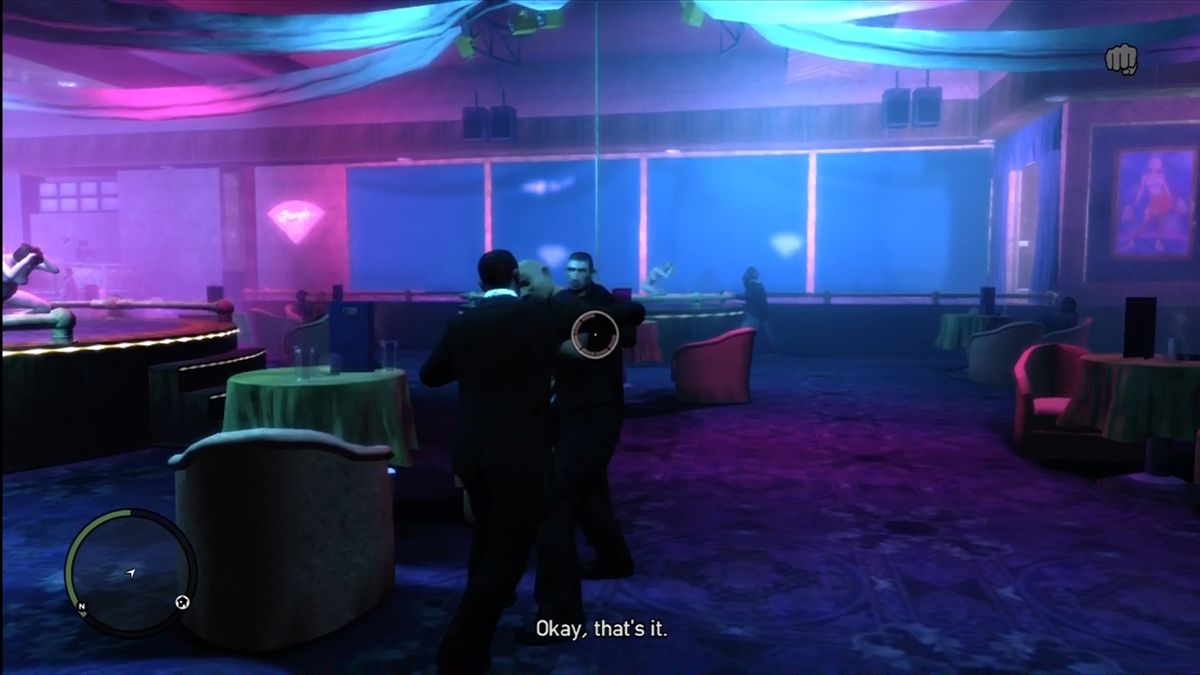 Grand Theft Auto IV (Xbox 360) screenshot: Niko's brawling again. Can't take him anywhere!