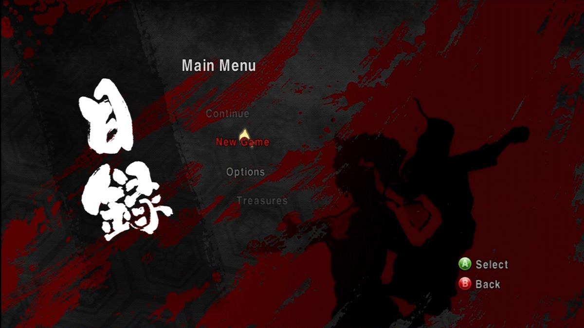 Afro Samurai (Xbox 360) screenshot: Main menu.