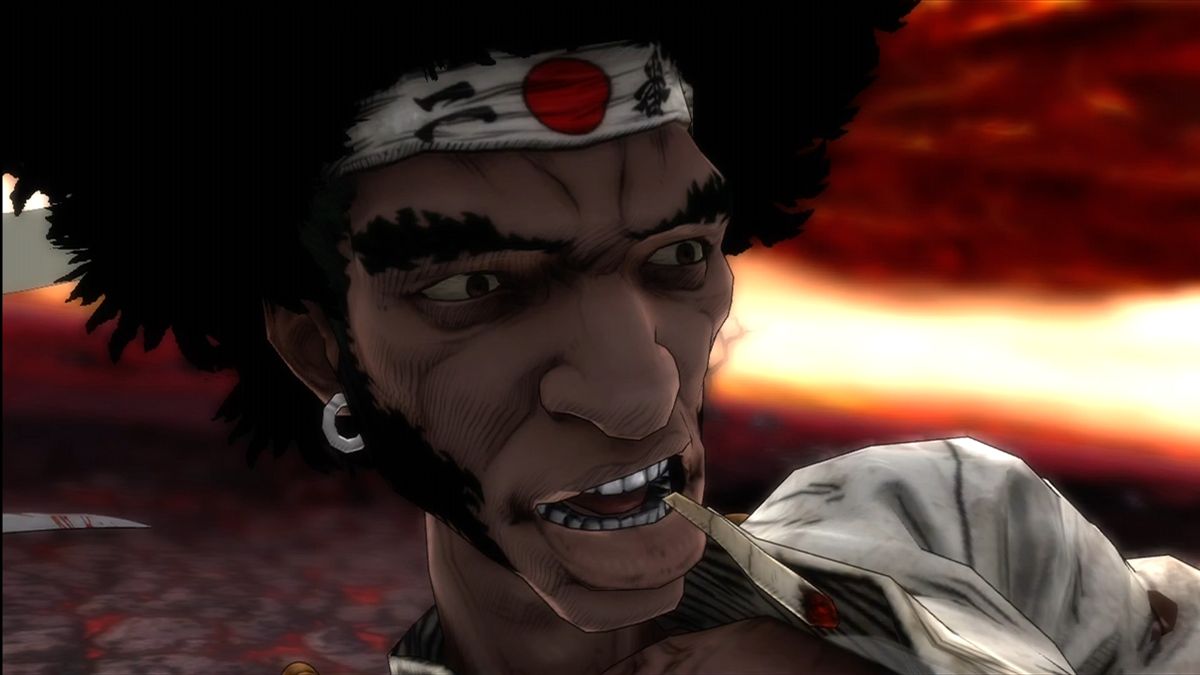 Afro Samurai (Xbox 360) screenshot: Afro Samurai himself.