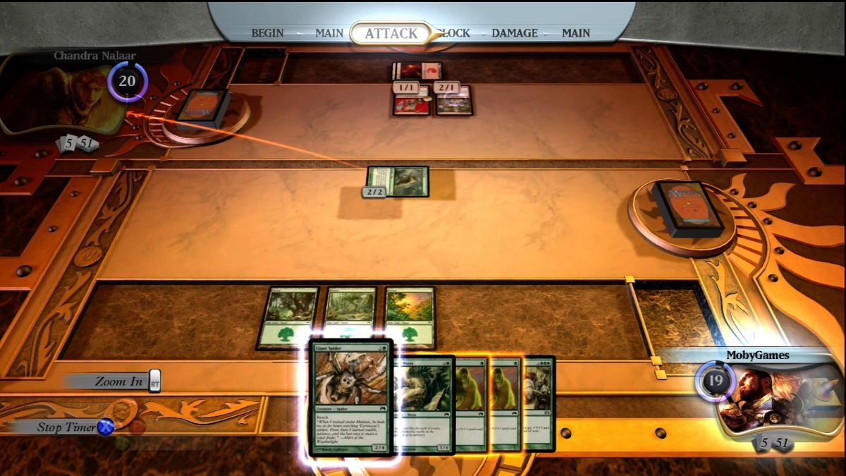 Magic: The Gathering - Duels of the Planeswalkers (Xbox 360) screenshot: Attacking your opponent's avatar.