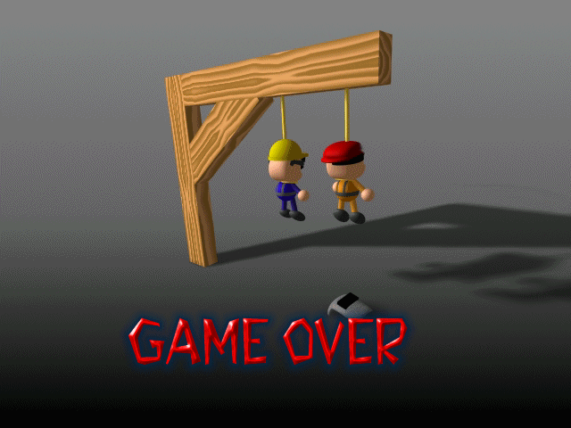 Isometric Bomber (DOS) screenshot: Ups.... Game over!