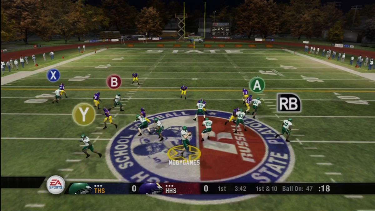 NCAA Football 08 (Xbox 360) screenshot: Campus Legend mode has you guide one player through high school playoffs to graduating college.