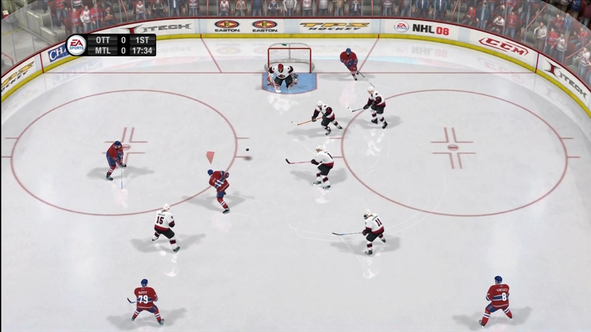 NHL 08 (Xbox 360) screenshot: Slap shot on the ice.