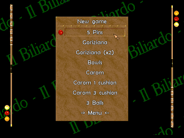 Biliardo 2 (DOS) screenshot: The variations