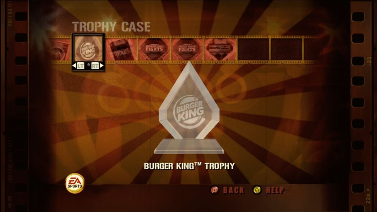 Fight Night Round 3 (Xbox 360) screenshot: Some of the titles you can win. Haven't you always wanted the Burger King boxing trophy?