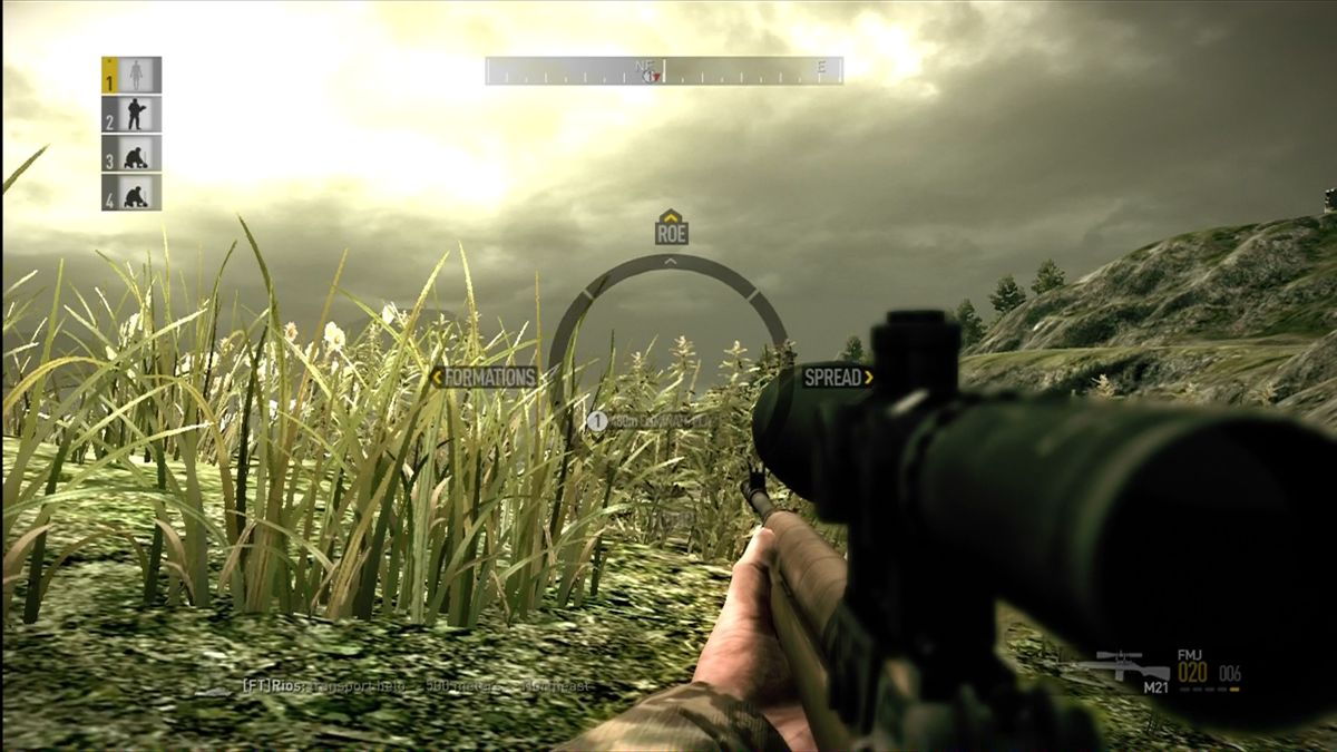Operation Flashpoint: Dragon Rising (Xbox 360) screenshot: Give orders to your squad with the radial menu.