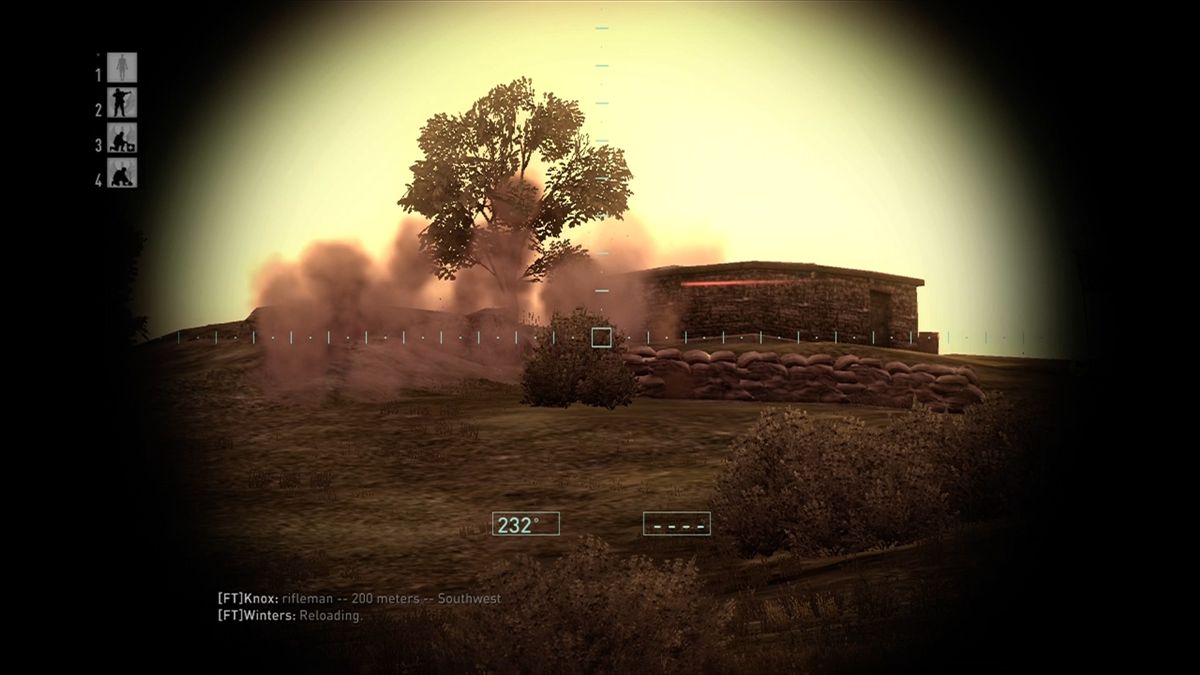 Operation Flashpoint: Dragon Rising (Xbox 360) screenshot: Your A.I. squad automatically lays down cover fire.