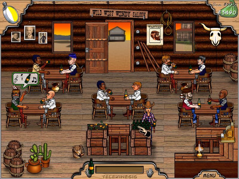 Wild West Wendy (Windows) screenshot: Grab a beer and go to customers