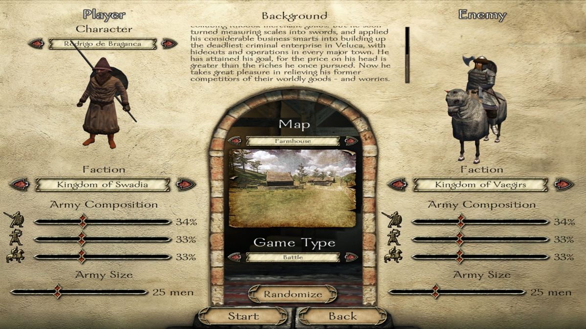 Mount & Blade: Warband (Windows) screenshot: Creating a multiplayer-match.