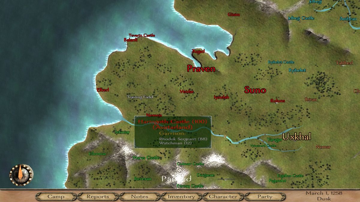 Mount & Blade: Warband (Windows) screenshot: I'm a rebel now and that's my part of the country.