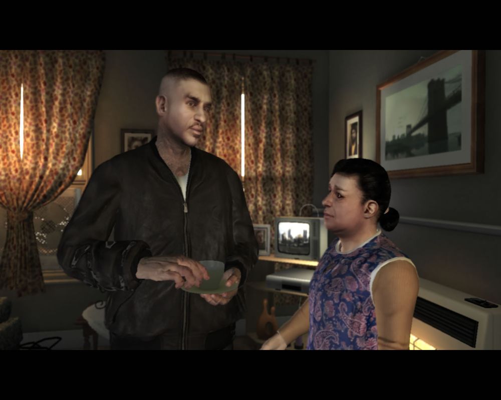 Grand Theft Auto: The Ballad of Gay Tony (Windows) screenshot: Meet Luis' mom and an honorable businessman...