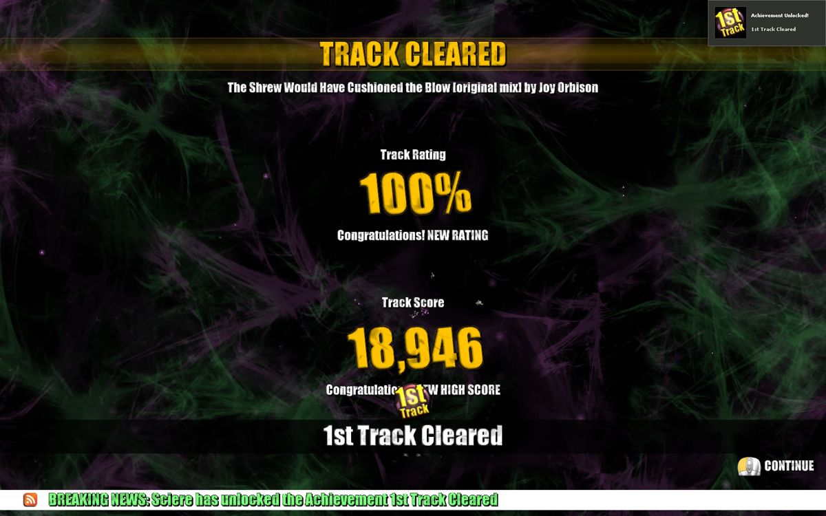 Beat Hazard (Windows) screenshot: A track has been completed.