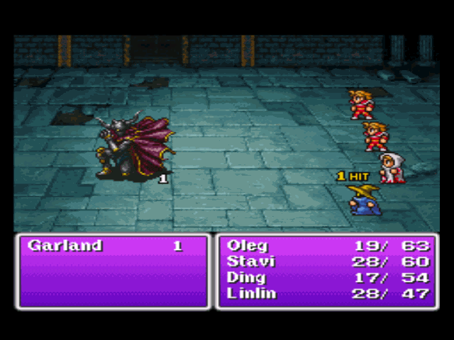 Final Fantasy Origins (PlayStation) screenshot: The very first boss battle of Final Fantasy series!